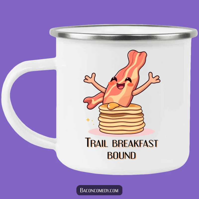 Funny Leaping Bacon Camping Mug - Adventure Fuel & Fun, Perfect Outdoor Gift