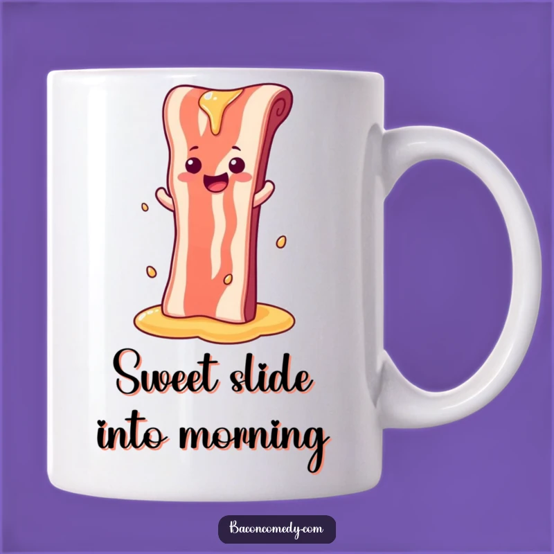 Funny Syrup Slide Bacon Mug - Sweet Breakfast Adventure Gift for Foodies