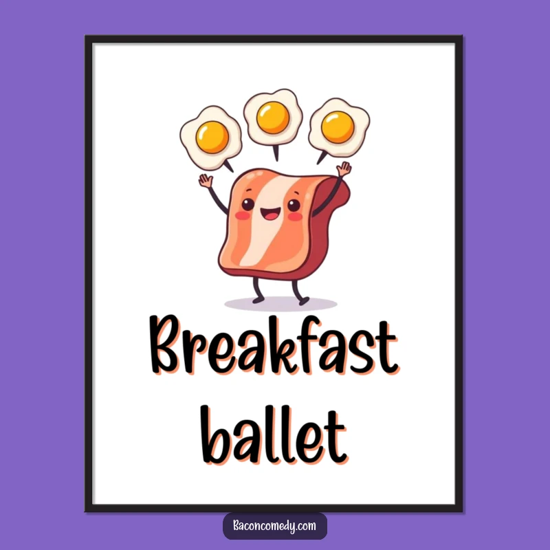 Funny Bacon Juggling Digital Print: Breakfast Art, Instant Hilarious Decor