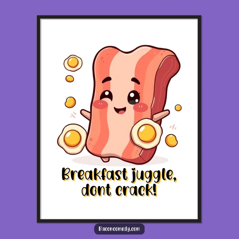 Free Printable Bacon Juggling Art - Whimsical Downloadable Poster for Kitchens