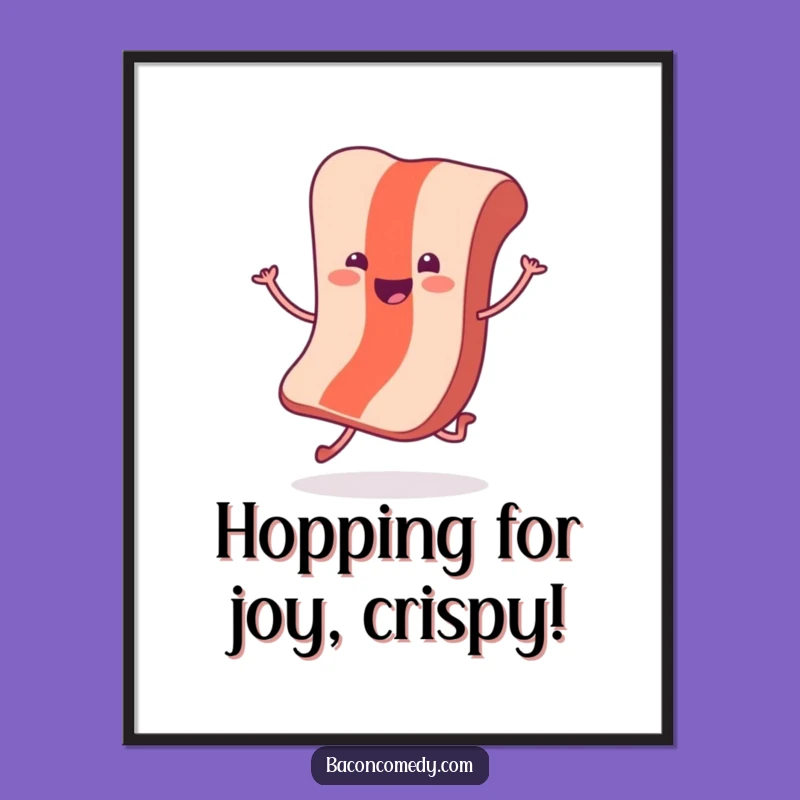 Free Printable Hopping Bacon Art - Playful Downloadable Poster for Foodies