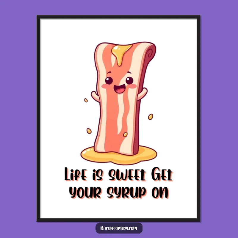 Free Printable Funny Bacon Wall Art: Syrup Slide downloadable gift for kitchen whimsy!