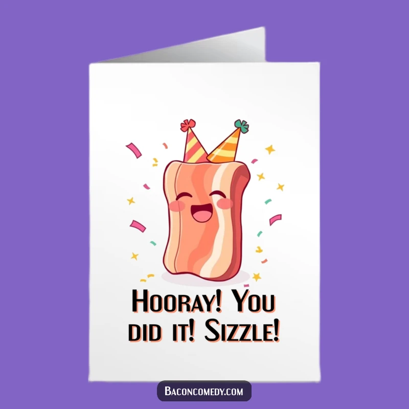 Free Printable Bacon Congratulations Card: Party Hat downloadable gift for cheers!
