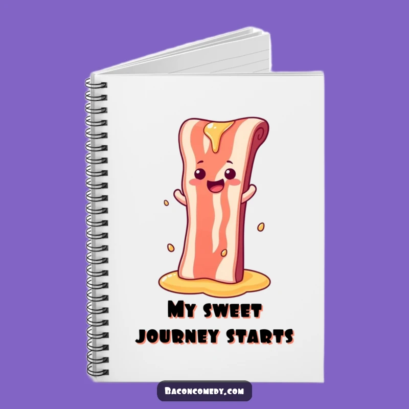 Funny Syrup Slide Bacon Notebook - Jot Down Sweet Ideas, Great Gift