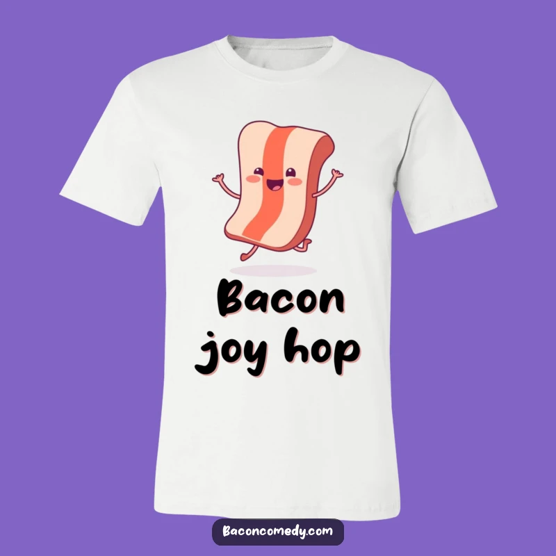 Funny Hopping Bacon T-Shirt: Cheerful Breakfast Vibes for Happy People