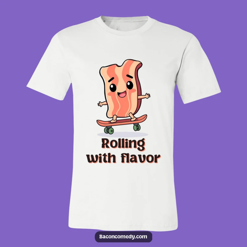 Funny Bacon Skateboarder T-Shirt - Shredding with Style and Humor